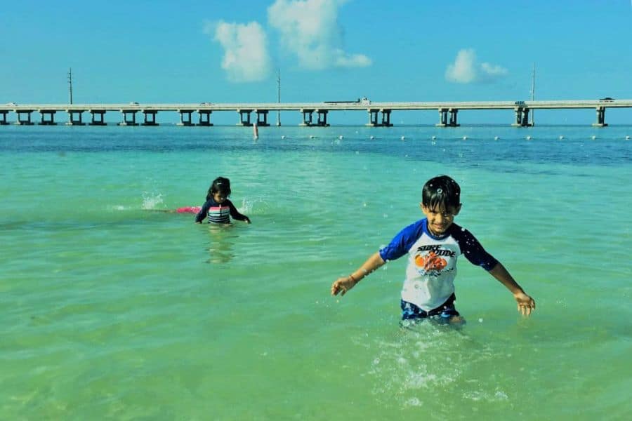 kids enjoying at bahia hinda state park florida keys