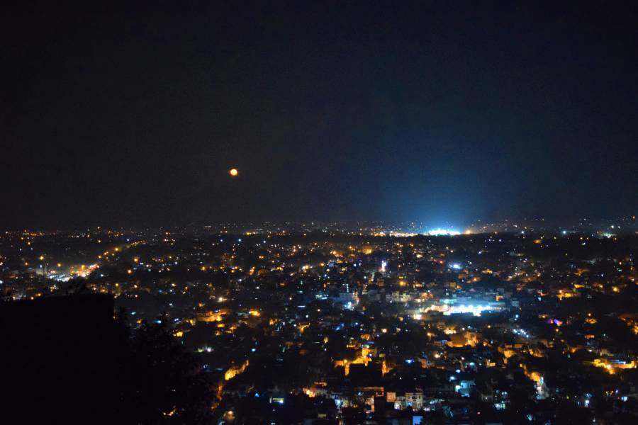View of Gwalior City at night from Man Mandir Palace in Gwalior Fort