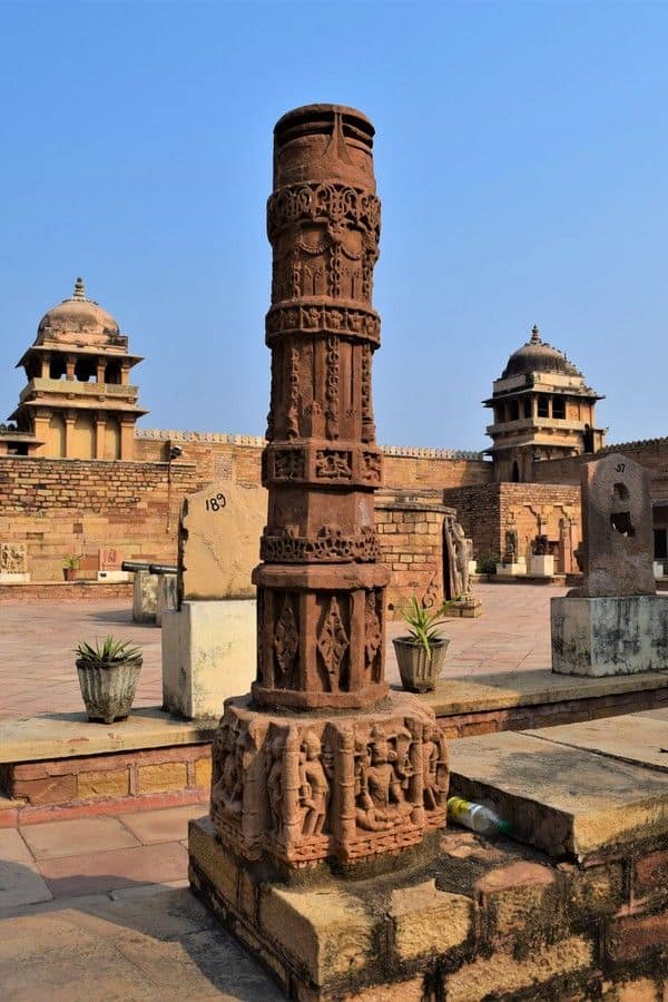 Carved pillars open courtyard gallery gujari mahal