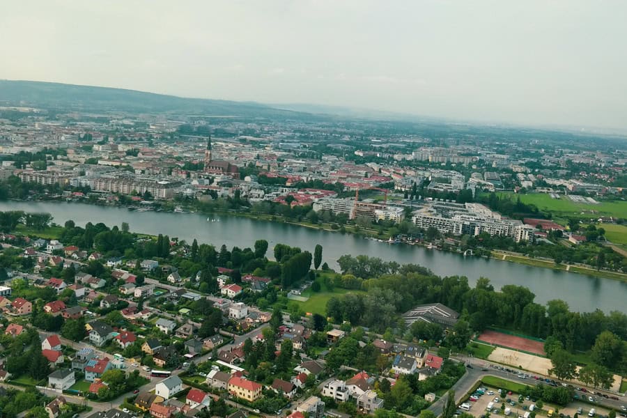 view over vienna from danube tower donauturm