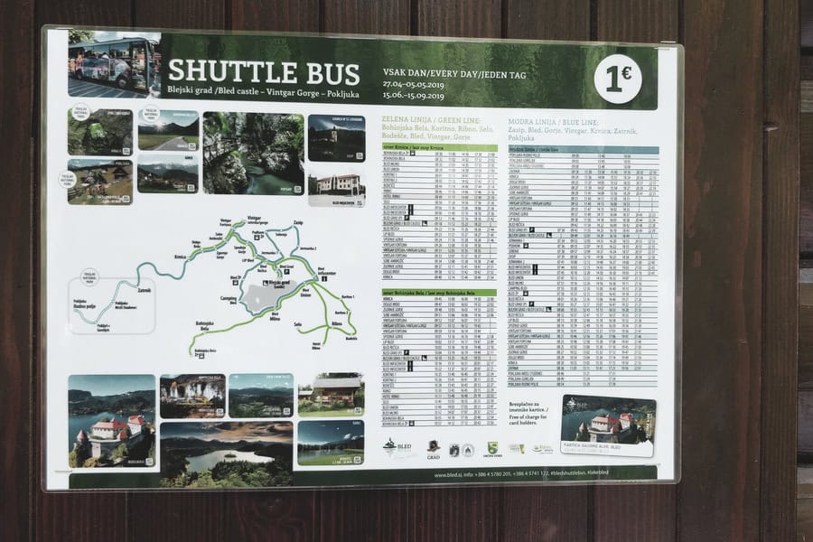 shuttle bus schedule at vintgar gorge slovenia