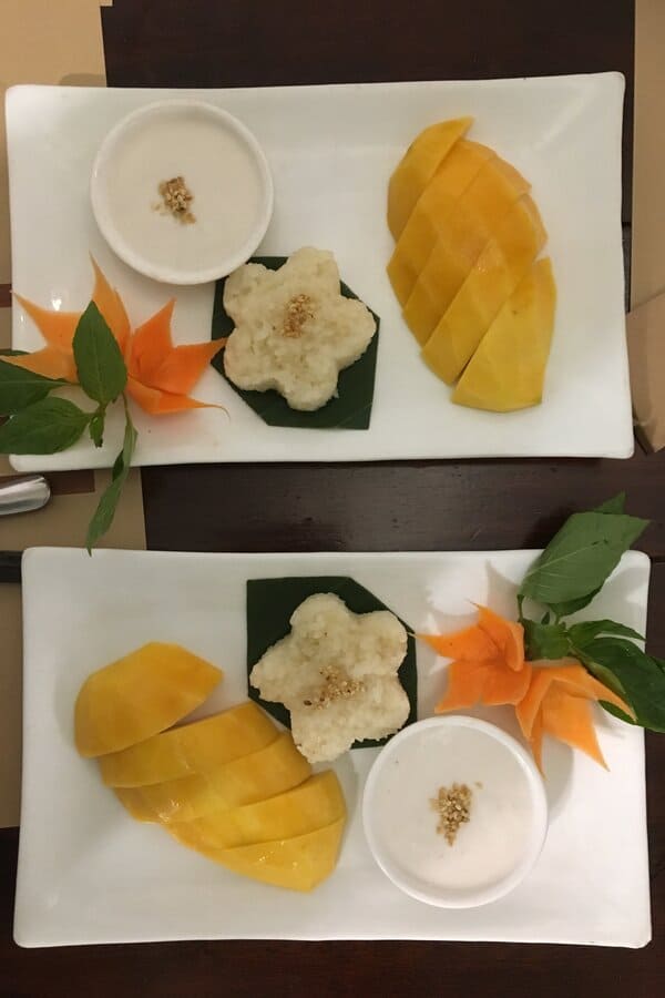 Vietnam vegetarian mango sticky rice