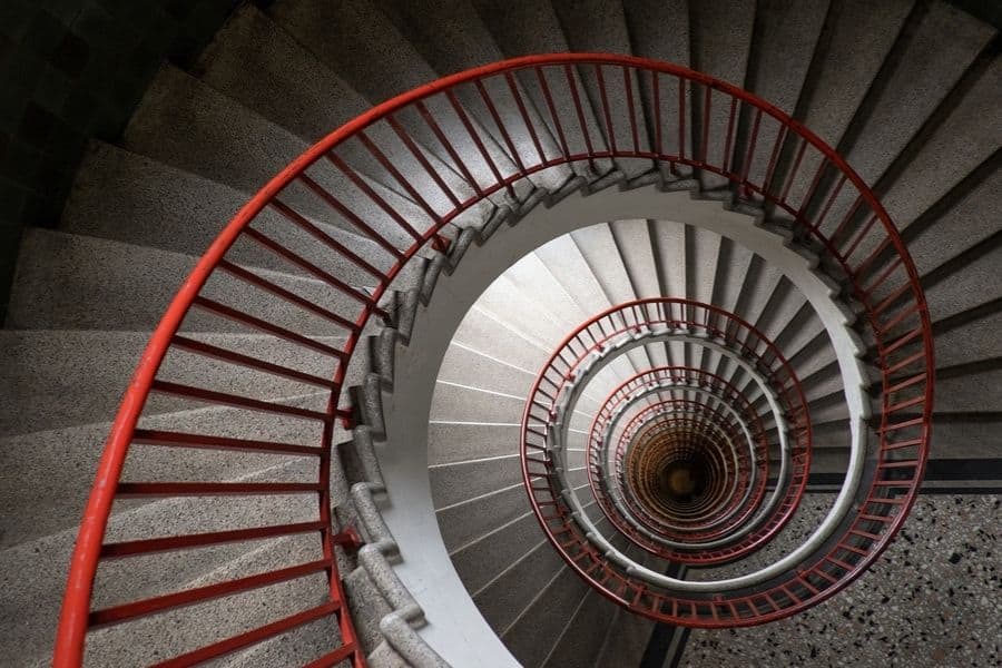 staircase leading to neboticnik-skyscraper ljubljana slovenia