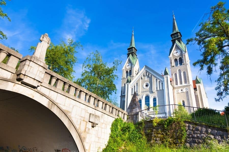trnovo bridge and trnovo church ljubljana slovenia