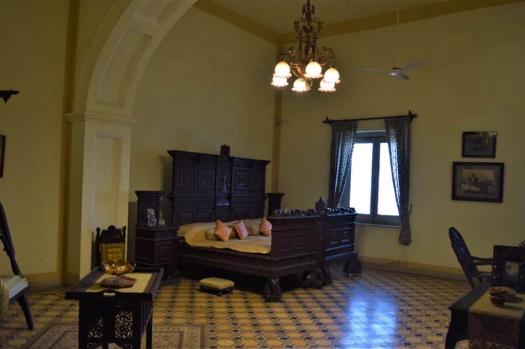 one of the bedrooms in jai vilas palace