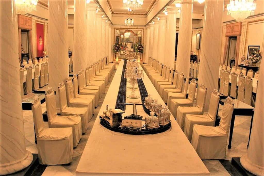 the great silver train banquet dining hall jai vilas palace