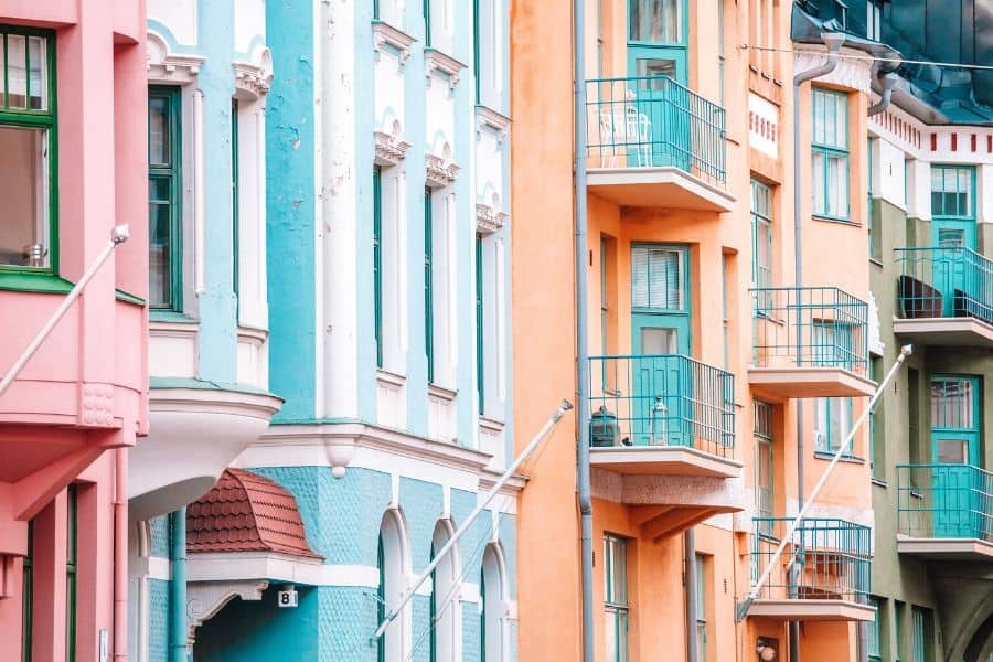 Huvilakatu colorful instagram worthy street in helsinki