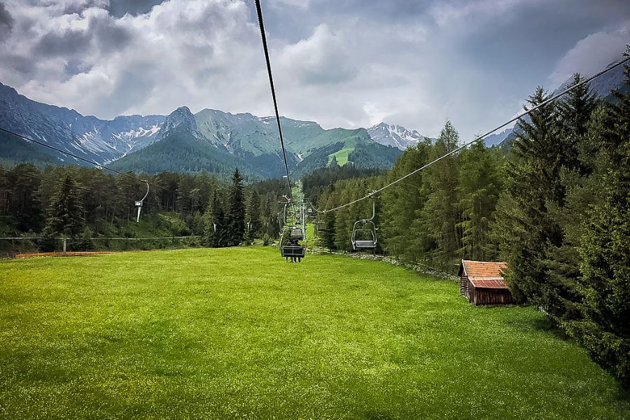 ski lift ride to top of mountain for alpine coatser ride imst austria