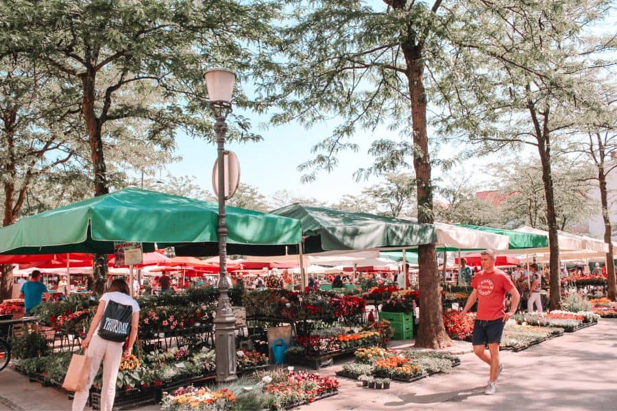 stalls selling local produce at main central market in ljubljana slovenia