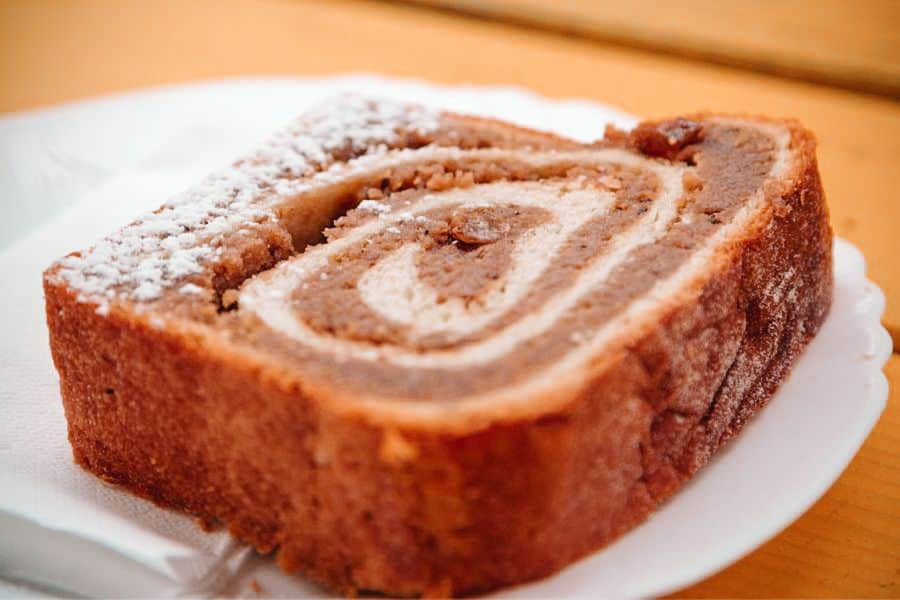 a slovenian nut roll called potica, a traditional holiday pastry in slovenia