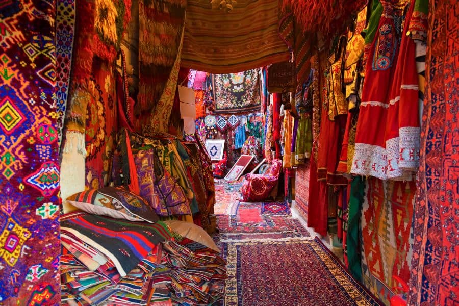 colorful traditional turkish carpets cappadocia shopping turkey