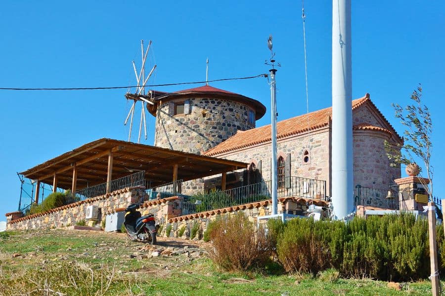 sevim and necdet kent library stone windmill cunda island