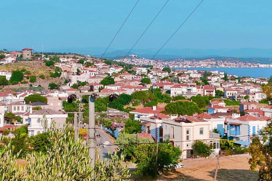 view cunda island stone windmill