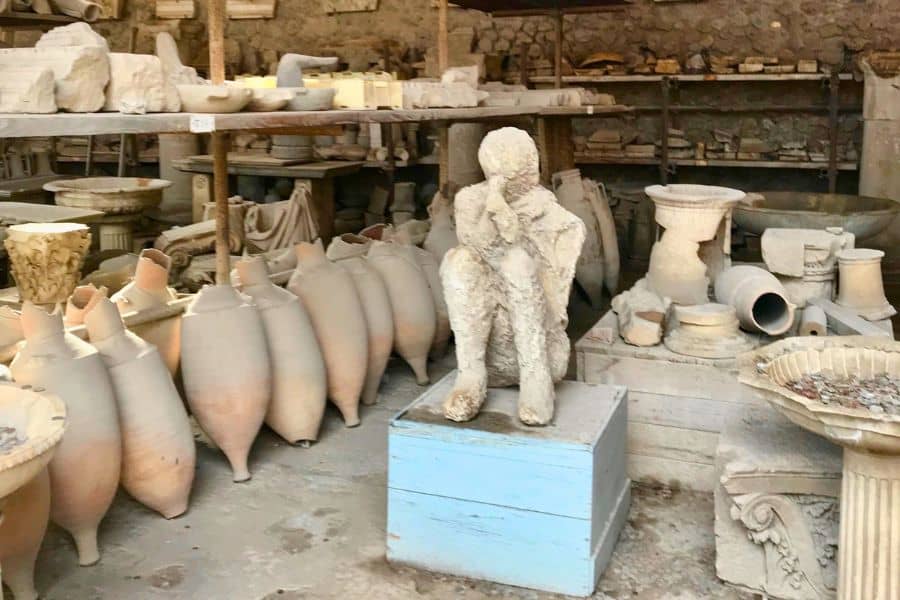 body shape of a victim in pompeii italy after a vesuvius eruptions