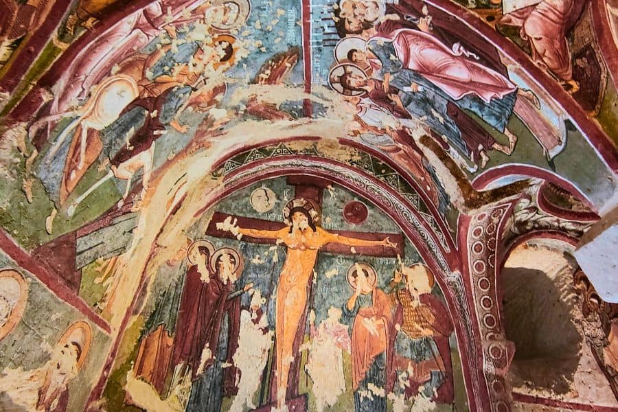 crucifixion jesus frescoes carikli kilisesi sandal church goreme museum cappadocia