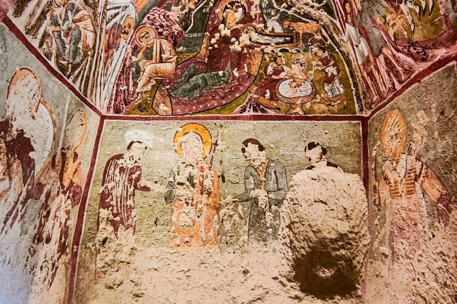faded frescoes sandal church goreme museum cappadocia