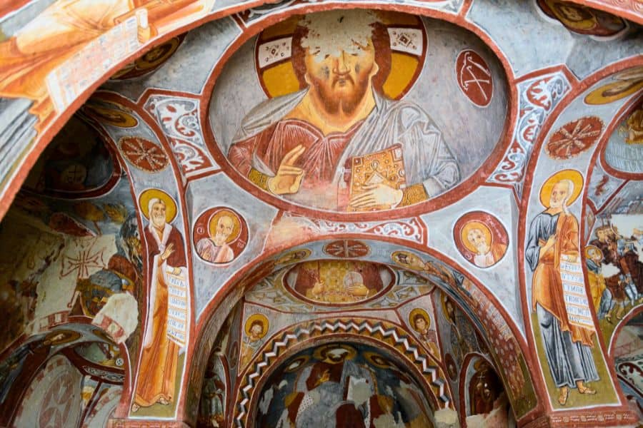 frescoes inside apple church goreme archeological site cappadocia