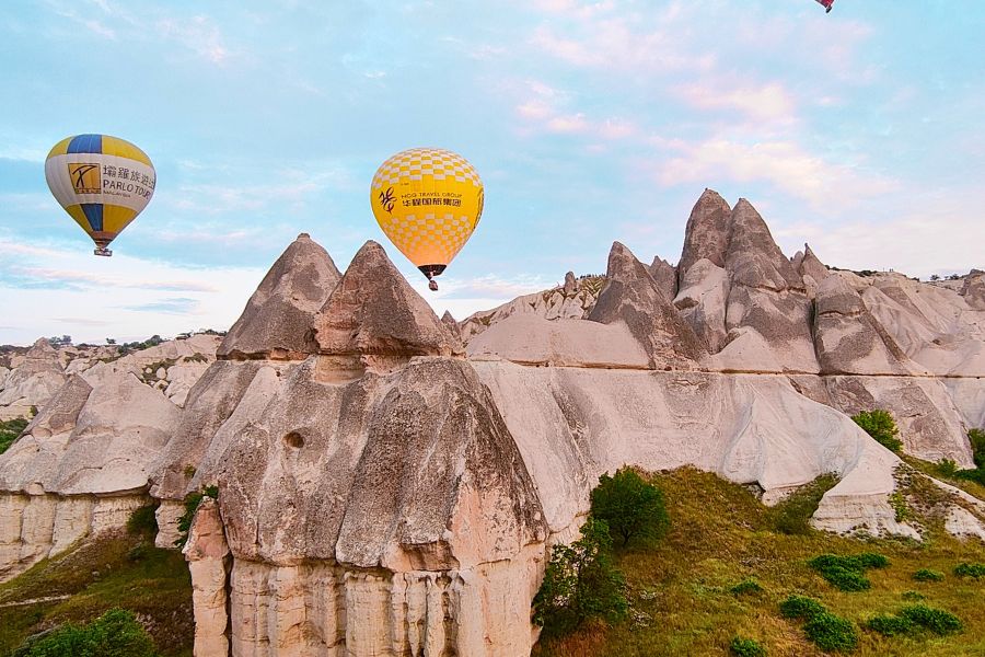 witnessing the fairy chimneys up close from a hot air balloon in cappadocia