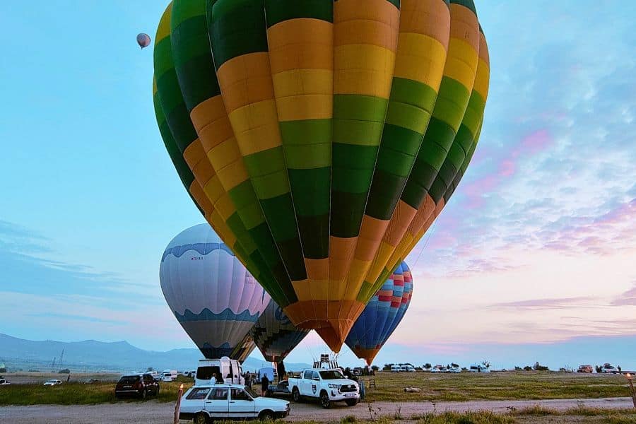 hot air balloons raedy to take off to take on the sky in cappadocia