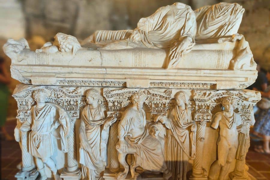 sarcophagus of euthios pyrrhon asian archon hierapolis archeological museum pamukkale turkey 