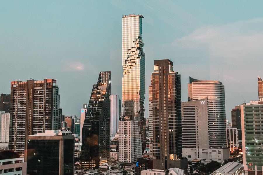 the unique king power mahanakhon building in silom-sathorn neighborhood of bangkok