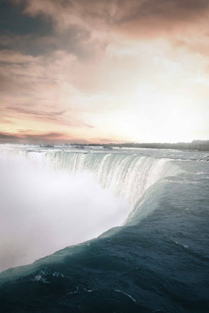 niagara falls at sunset canada side