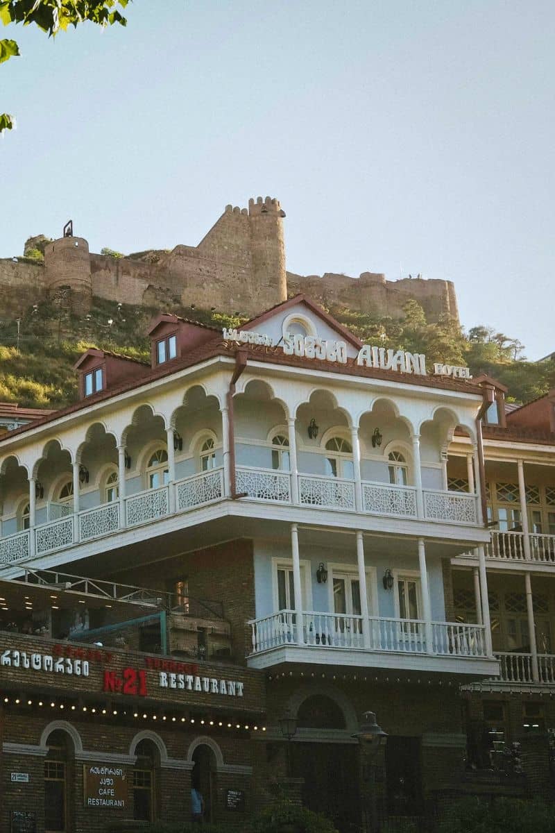 aivani hotel and narikala fortress in tbilisi georgia