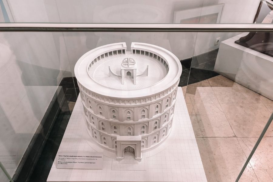 scale model of ulugh beg observatory displayed inside the museum in samarkand