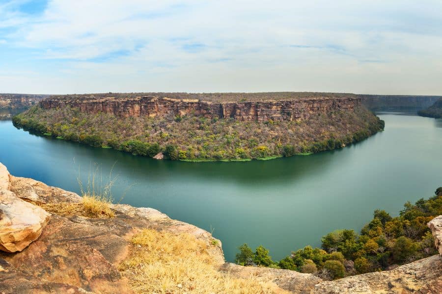 aradia mahadev temple viewpoint overlooking the chambal river gorge near kota rajasthan india