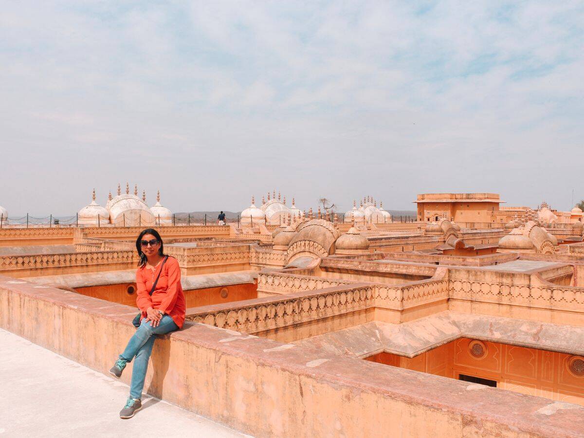 me posing at nahargarh fort's terrace in jaipur rajasthan india